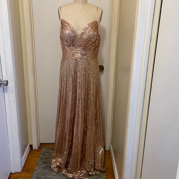 Cinderella Divine CH189 Rose Gold Long Dress - Picture 5 of 9